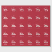 Kerstmis rode handgetekende strik retro cadeaupapier (Vlak)
