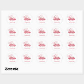 Kerstmis rode handgetekende strik retro ronde sticker (Vel)