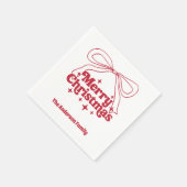 Kerstmis rode handgetekende strik retro servet (Hoek)