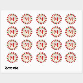 Kerstmis Rode Holly Monogram Envelop Seal Ronde Sticker (Vel)