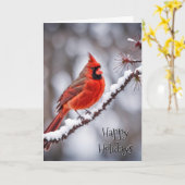Kerstmis Rode Kardinaal op Wintertak Kaart (Gele Bloem)