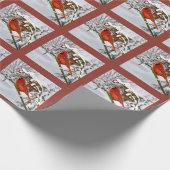 Kerstmis, rode kardinaal, vogel en sneeuw cadeaupapier (Hoek)
