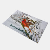 Kerstmis, rode kardinaal, vogel en sneeuw deurmat (Schuin)