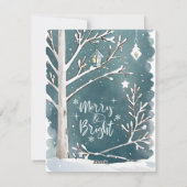 Kerstmis Rode Kardinaal Winter Landschap Vlak Feestdagenkaart (Achterkant)