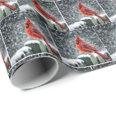 Kerstmis Rode Kardinalen in Sneeuwvlokken Cadeaupapier (Rol Hoek)