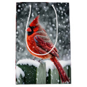 Kerstmis Rode Kardinalen in Sneeuwvlokken Medium Cadeauzakje (Voorkant)