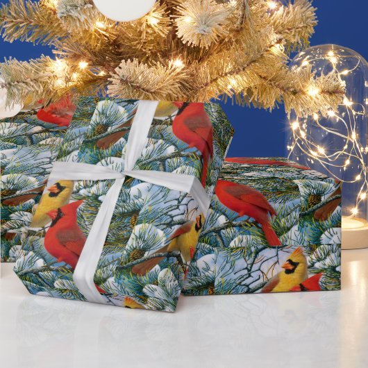 Kerstmis  rode kardinalen sneeuwcadeaus Cadeau Cadeaupapier (Feestdagen)