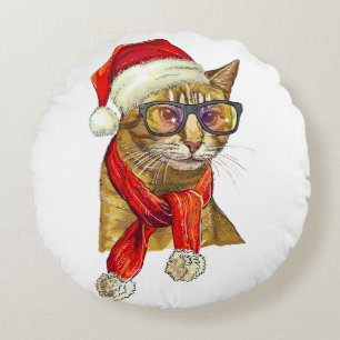 Kerstmis Rode Kat Kussensloop Rond Kussen