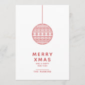 Kerstmis Rode Kerstbal Kaart (Voorkant)