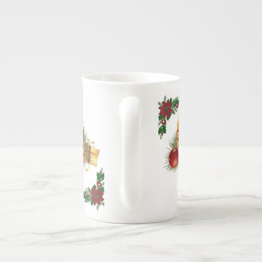 Kerstmis, rode kerstkaars porselein kop (Achterkant)