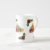 Kerstmis, rode kerstkaars porselein kop (Voorkant rechts)