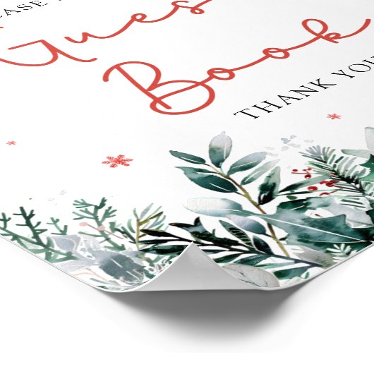 Kerstmis Rode Kerstman Baby Shower Gastboek Handte Poster (Hoek)