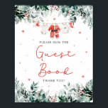 Kerstmis Rode Kerstman Baby Shower Gastboek Handte Poster<br><div class="desc">De Red Santa Gender Neutraal Kerstman Babykleren Kerst Baby Shower Gastboek Bord toevoeging voegt een aangename, feestelijke aanraking toe aan je kerstthema baby shower. Met delicate sneeuwvlokken, eucalyptusgroen en schattige kerstman-geïnspireerde babykleren, verwelkomt dit bord gasten om hun hartelijke berichten en handtekeningen achter te laten in het gastboek. Het is een...</div>