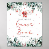 Kerstmis Rode Kerstman Baby Shower Gastboek Handte Poster (Voorkant)