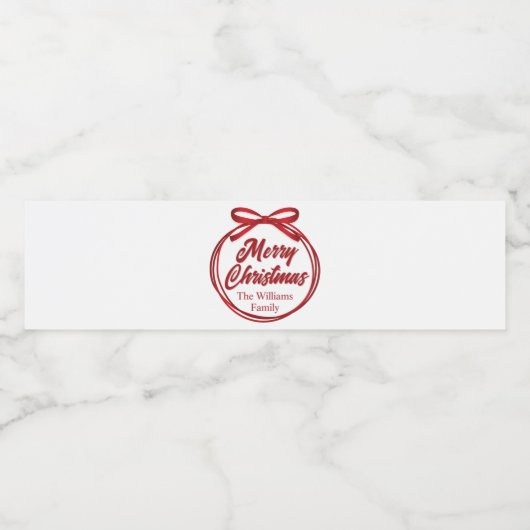Kerstmis Rode Lint Boog Feest Aangepast Waterfles Etiket (Enkel label)