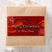 Kerstmis Rode Lint Poinsettia Wijnlabel Etiket (Insitu)