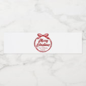 Kerstmis Rode Lint Strik Feest Maatwerk Waterfles Etiket (Enkel label)