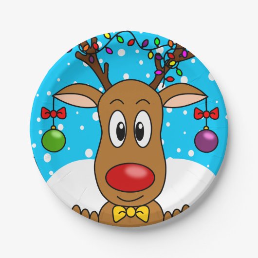 Kerstmis Rode Neus Rendier Papieren Bord (Voorkant)