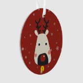 Kerstmis rode neus rendieren sneeuwvlokken & naam  ornament (voorkant)