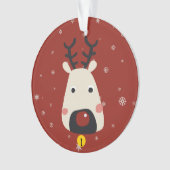 Kerstmis rode neus rendieren sneeuwvlokken & naam  ornament (voorkant)