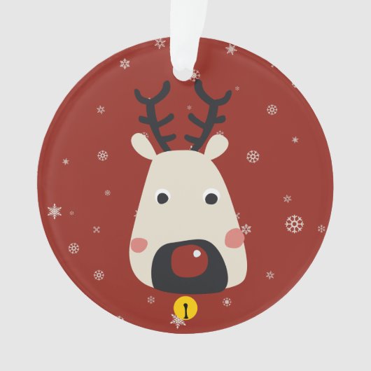 Kerstmis rode neus rendieren sneeuwvlokken & naam  ornament (voorkant)