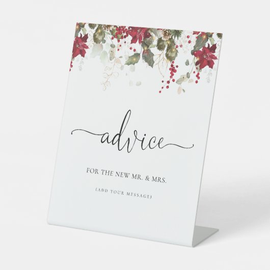 Kerstmis Rode Poinsettia adviesbord Reclamebord Met Voetstuk (Voorkant)