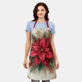 Kerstmis Rode Poinsettia All-Over Print Schort (Gedragen)