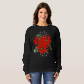 Kerstmis Rode Poinsettia Bloem Trui (Voorkant volledig)