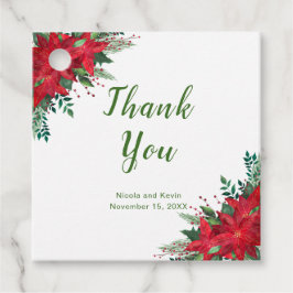 Kerstmis Rode Poinsettia Bloemen Bruiloft Bedankjes Labels