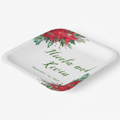 Kerstmis Rode Poinsettia Bloemen Bruiloft Papieren Bordje (Gebogen)