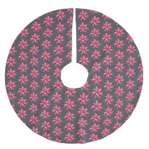 Kerstmis Rode Poinsettia Bloempatroon Off-Black Kerstboom Rok