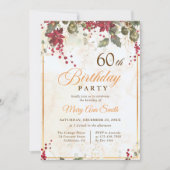 Kerstmis Rode Poinsettia Bloemrijke Verjaardagsfee Kaart (Voorkant)