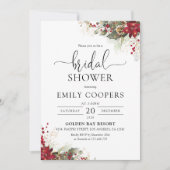 Kerstmis Rode Poinsettia Bridal Douche Uitnodiging (Voorkant)