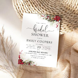 Kerstmis Rode Poinsettia Bridal Douche Uitnodiging