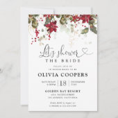 Kerstmis Rode Poinsettia Bridal Douche Uitnodiging (Voorkant)