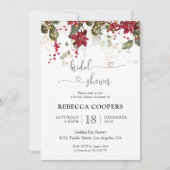 Kerstmis Rode Poinsettia Bridal Douche Uitnodiging (Voorkant)