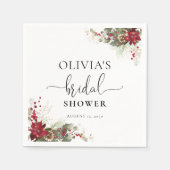 Kerstmis Rode Poinsettia Bruidsfeest Servet (Voorkant)