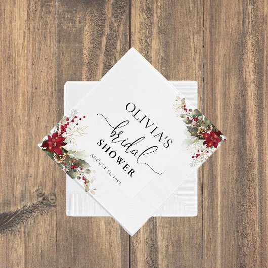 Kerstmis Rode Poinsettia Bruidsfeest Servet