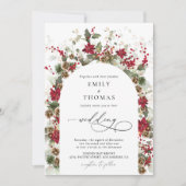 Kerstmis Rode Poinsettia Bruiloft Ceremonie Kaart (Voorkant)