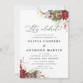 Kerstmis Rode Poinsettia Bruiloft Ceremonie Kaart (Voorkant)