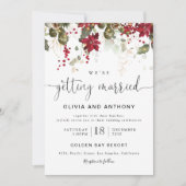 Kerstmis Rode Poinsettia Bruiloft Ceremonie Kaart (Voorkant)