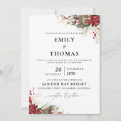 Kerstmis Rode Poinsettia Bruiloft Ceremonie Kaart (Voorkant)