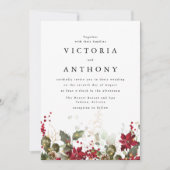 Kerstmis Rode Poinsettia Bruiloft Ceremonie Kaart (Voorkant)