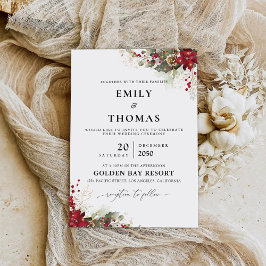 Kerstmis Rode Poinsettia Bruiloft Ceremonie Kaart