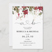 Kerstmis Rode Poinsettia Bruiloft Ceremonie Kaart (Voorkant)