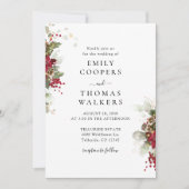 Kerstmis Rode Poinsettia Bruiloft Ceremonie Kaart (Voorkant)