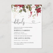 Kerstmis Rode Poinsettia Bruiloft Details Informatiekaartje (Voorkant)