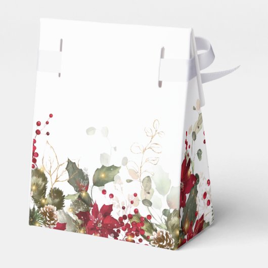 Kerstmis Rode Poinsettia Bruiloft Favor Box Bedankdoosjes (Achterkant)