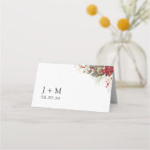 Kerstmis Rode Poinsettia Bruiloft Gevouwen Plaats  Plaatskaartje (Achterkant)