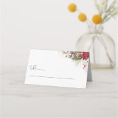 Kerstmis Rode Poinsettia Bruiloft Gevouwen Plaats  Plaatskaartje (Voorkant)
